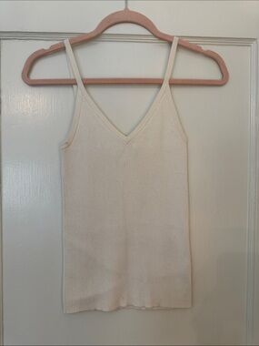 INTERMIX Ivory Ribbed V-Neck Camisole - size P